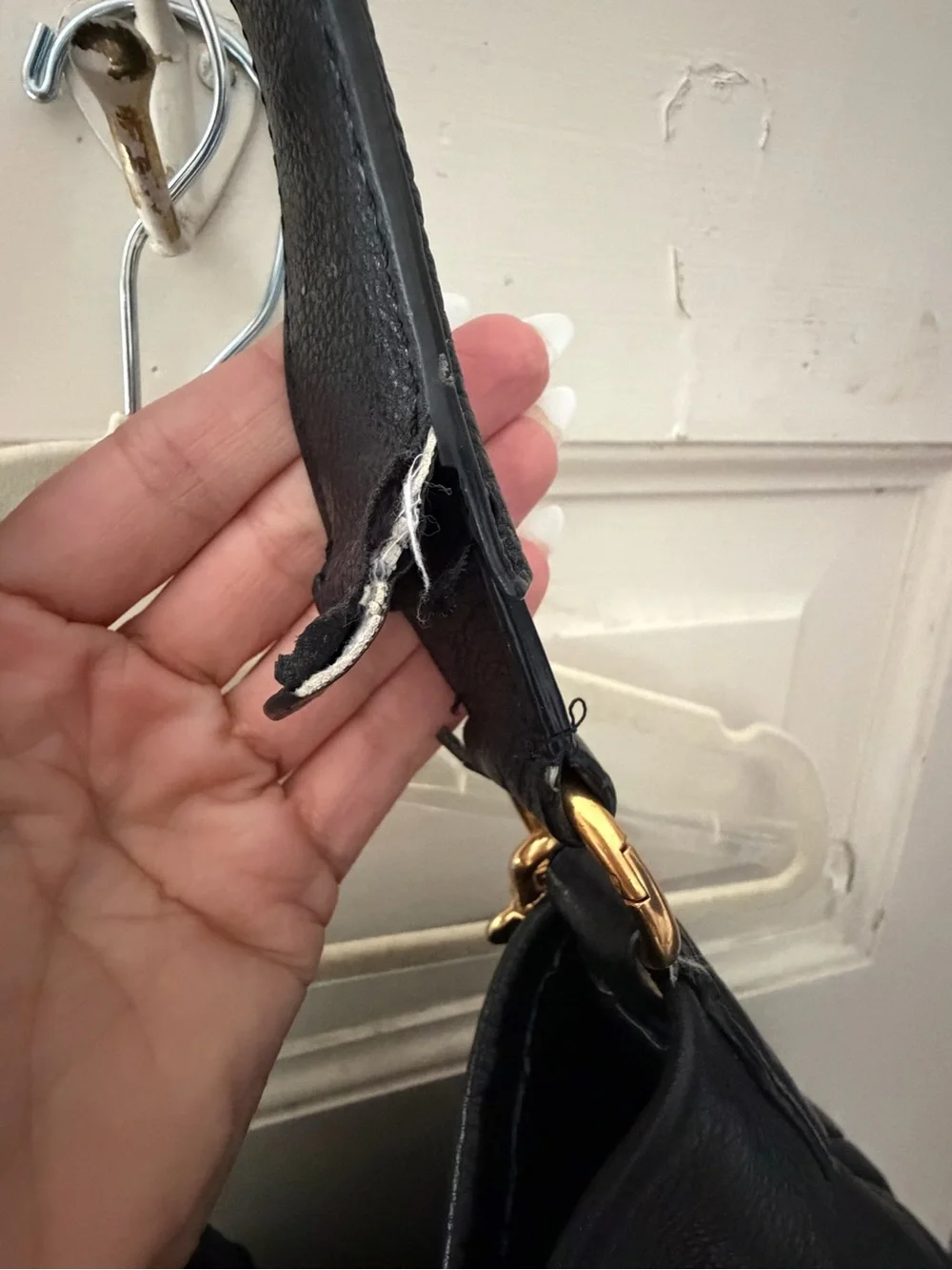 Marc Jacobs Black Leather Hobo Bag with Gold Hardware